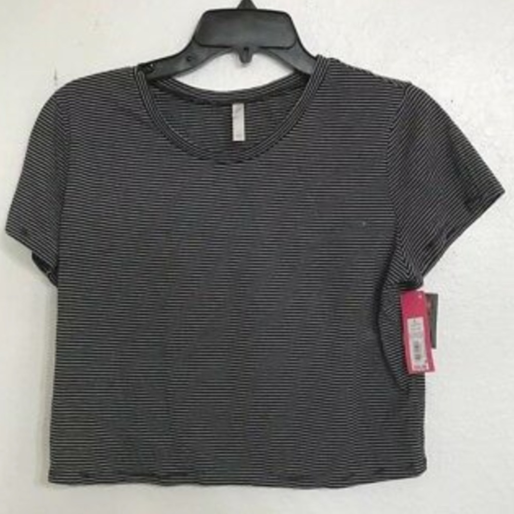 Black & White Striped Crop Top T